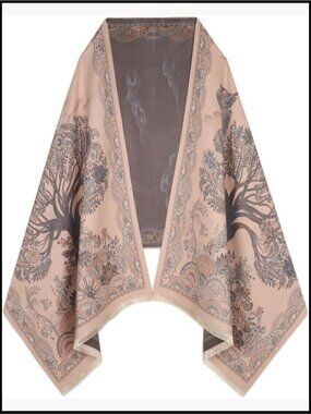 Silky Cashmere Pashmina Shawl Wrap Elegant Reversible Poncho Cape Chic